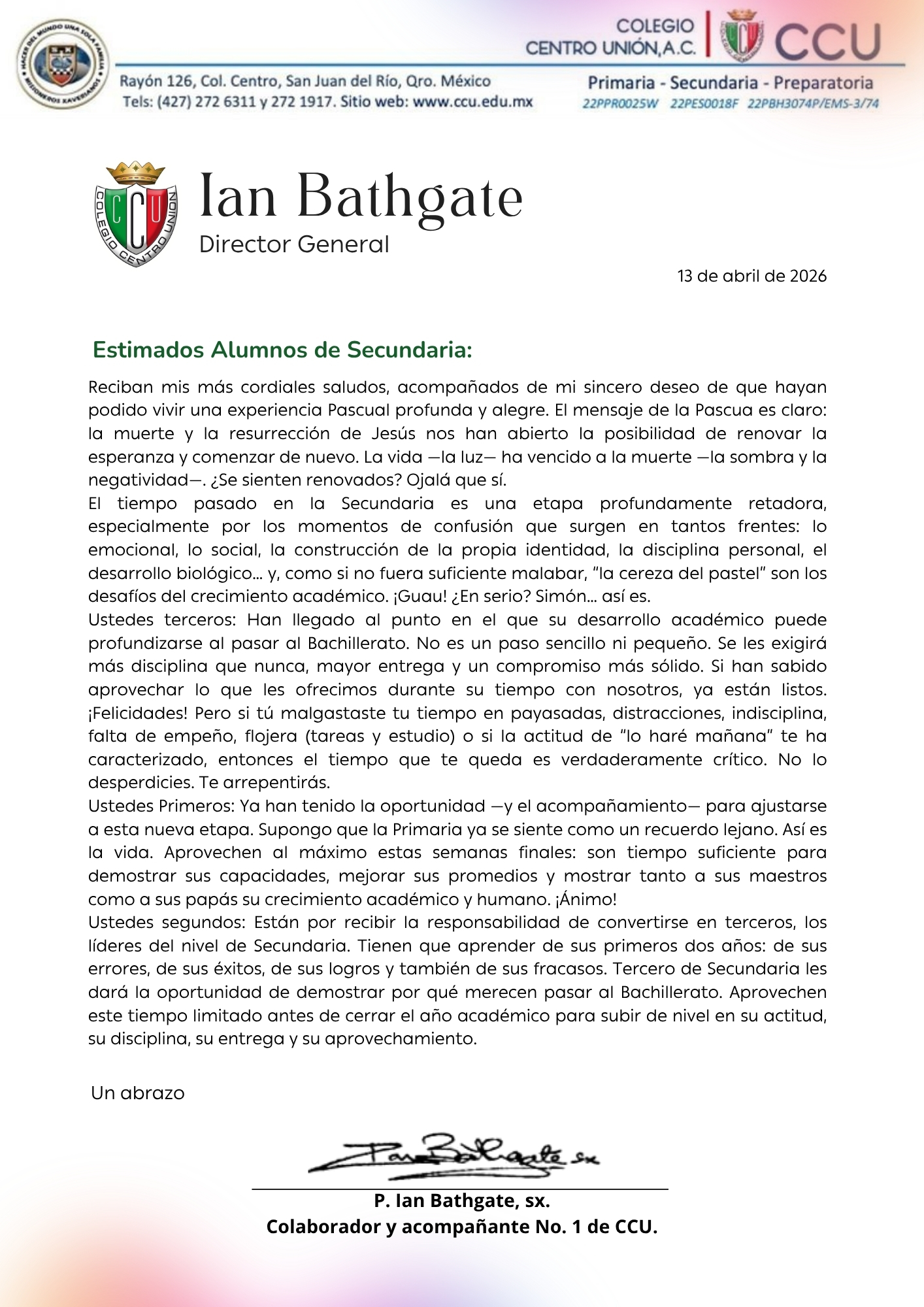 De nuestro Director General